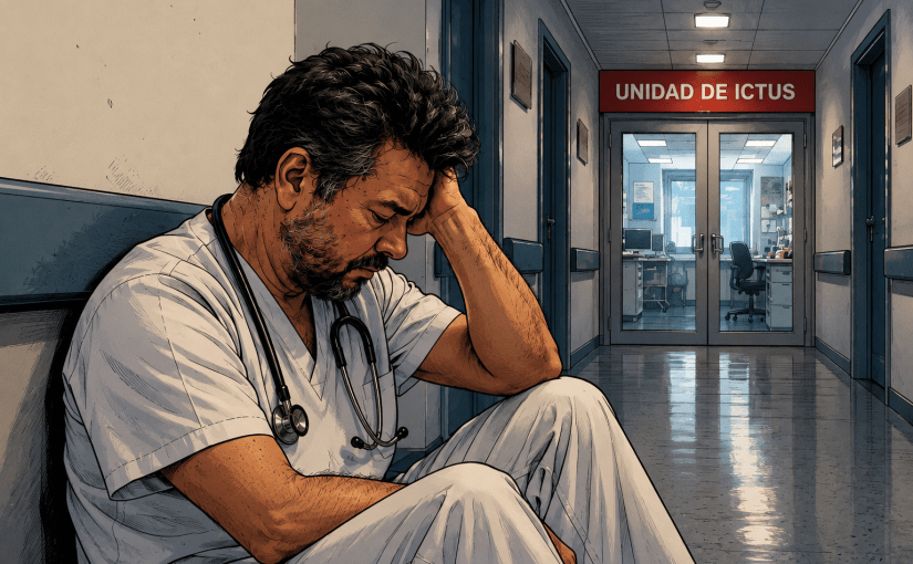 Neurólogo agotado en una guardia